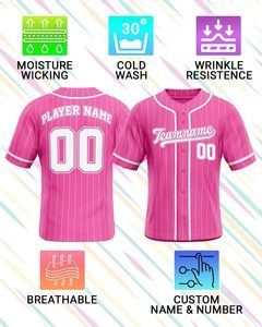 Camiseta de Béisbol a Rayas Sublimada Personalizada, Camiseta de Softbol a Rayas Personalizada, Uniforme Deportivo Sublimado para Hombre y Mujer - Product Image 2