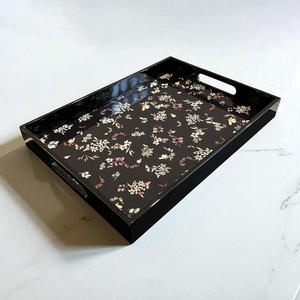 Bandejas de laca negra precio al por mayor más bajo bandeja lacada funcional cocina baño esenciales - Product Image 5