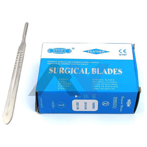 Cuchillas de bisturí de acero al carbono estéril 100 #23 con 1 mango de bisturí #4-Juego de cuchillas quirúrgicas y mango Premium para precisión - Product Image 1
