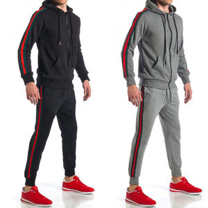 Ensemble de survêtement deux pièces pour homme, jogging, sport, mode, polyester, coton, streetwear, uni, fermeture éclair, hiver, personnalisable - Product Image 5