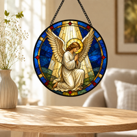 Attrape-soleil décoratif en vitrail personnalisé Saint François d'Assise pour vitrine religieuse