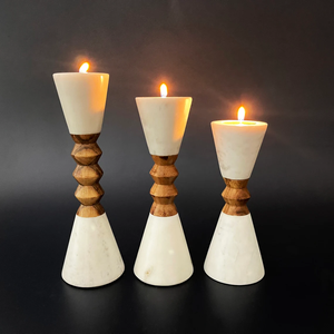 Juego de Portavelas de Mármol Elegantes Zikra Handicraft, Soporte Bellamente Pulido, Faroles de Vela de Color Contrastante - Product Image 1
