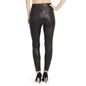 Leather <b>Pants</b> for <b>Women</b> High Waist Elastic Waist Hip Hop Style <b>Black</b> Genuine Leather Winter Fashion Wear Comfortable Fit - Product Image 4