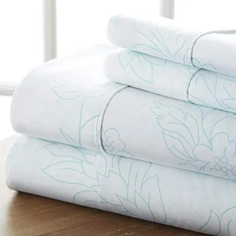 Sábanas de algodón ajustadas con bandas elásticas para las esquinas, ropa de cama personalizada con bordado blanco