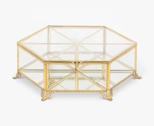 Boîte à bijoux en cristal doré de luxe moderne, taille et forme personnalisables, cadre en métal, rangement, organisateur de cadeaux pour bijoux - Product Image 4