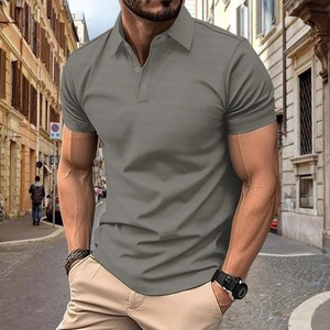 Polo d'été décontracté pour homme Absorption d'humidité à séchage rapide Maillot respirant élastique confortable Couleur unie - Product Image 5