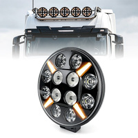 12V 24V Zusatz-LED-Fahrlicht 4x4 Rund 9 Zoll mit gelbem Positionslicht und Stroboskop-Blinkfunktion für LKW