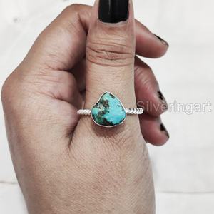 เครื่องประดับหินหยาบสำหรับผู้หญิงแหวนพลอยเทอร์ควอยส์จากธรรมชาติ December birthstone twand twand Twisted 925แต่งงานแหวนเงินสเตอร์ลิง - Product Image 4
