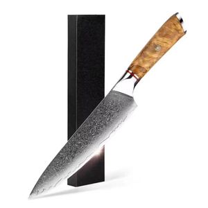 Cuchillo de cocina de acero damasco profesional japonés de fábrica de cubiertos OEM ODM personalizado al por mayor con madera de sombra blanca - Product Image 4