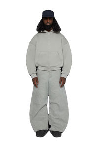 Pantalones de chándal acampanados de algodón 100% para hombre, conjunto de chándal con capucha y cremallera, holgado personalizado de peso pesado con técnica transpirable de alta calidad - Product Image 5