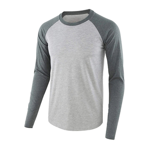 T-shirt slim en tricot à manches longues raglan pour hommes, manches contrastées, en coton décontracté de haute qualité, logo personnalisé, vente en gros du fabricant OEM - Product Image 6