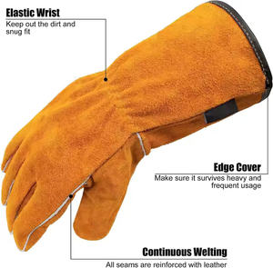 Guantes de soldadura de cuero de vaca de primera calidad 2025, resistentes al fuego, respetuosos con el medio ambiente, uso diario, anticorte, antideslizante, soldador Industrial anticalor - Product Image 2