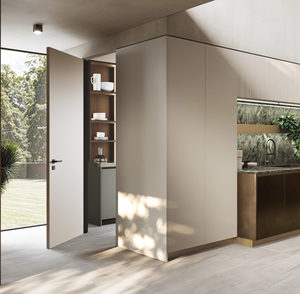 Juego de Muebles de Cocina Modernos de Lujo Estilo Italiano, Isla de Cocina Modular con Cubierta de Mármol Verde Esmeralda y Acabado Metálico en Latón - Product Image 4