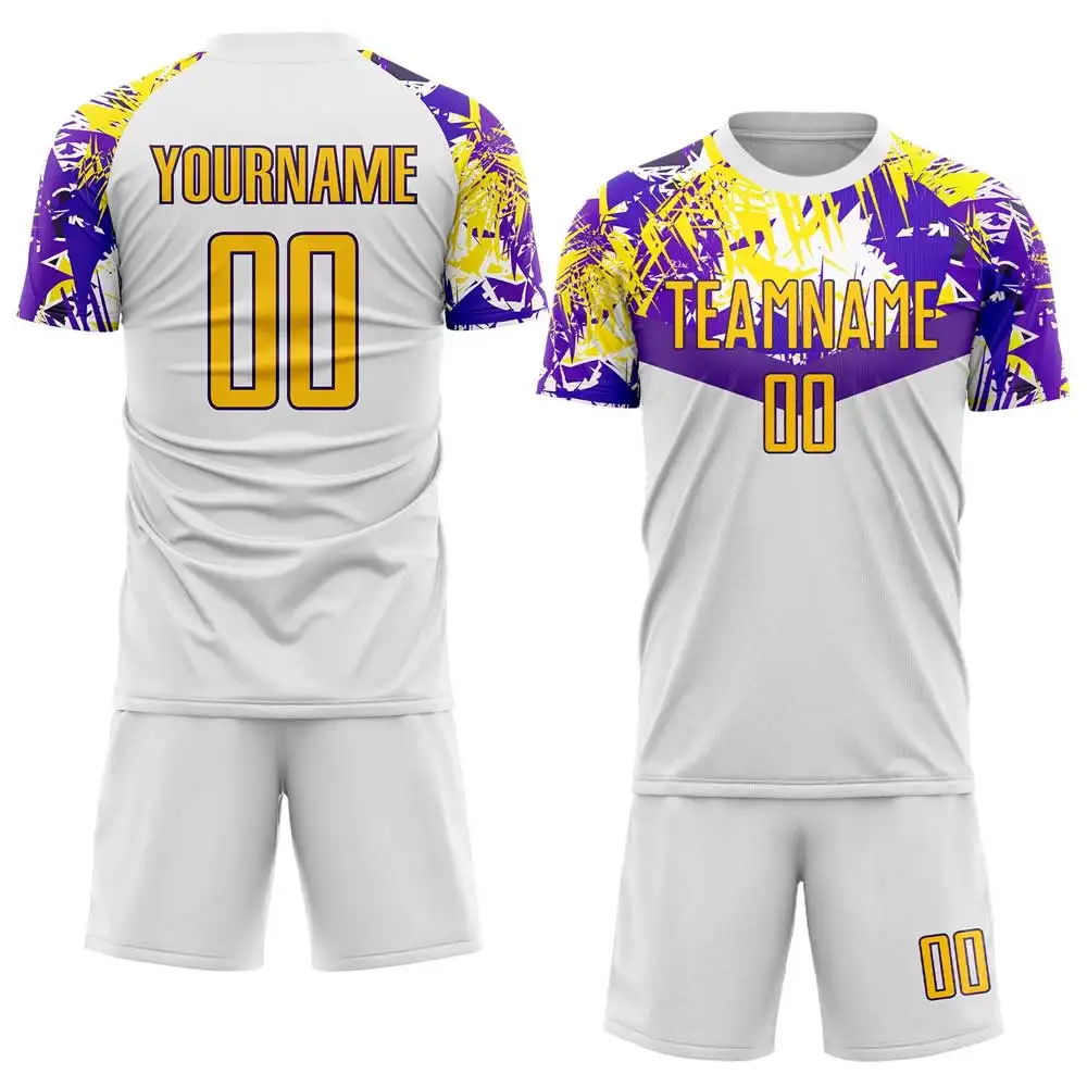 Best Polyester Sublimation Soccer Football Uniforms Wholesale 100% Polyester Men Team Football Uniform For Adults