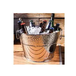 Suporte de garrafa de vinho champanhe galvanizado para garrafa de metal, balde refrigerador de gelo para bebidas, balde para bebidas frias com suporte