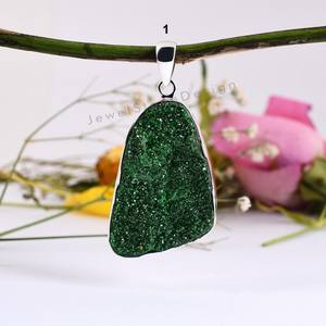 Colgante Artesanal de Plata de Ley 925 con Piedra Preciosa Natural de Uvarovita, Chapado en Oro Amarillo, Joyería Elegante para Ella - Product Image 6