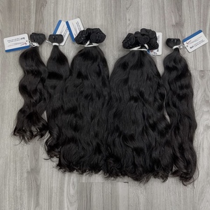 Extensions de cheveux vierges vietnamiennes de luxe, texture ondulée, double trame machine, couleur noire naturelle, prêtes à être expédiées - Product Image 3