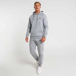 Wholesale OEM Customized Casual Cotton Blended Fleece Men's Pullover Light Grey <b>Hoodies</b> <b>Lightweight</b> Design Solid Color Winter - Product Image 3