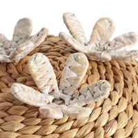 Panier en paille tressée en cactus naturel, panier en jacinthe d'eau, panier à linge, panier de rangement avec couvercle pour chambre d'enfant, chambre de bébé
