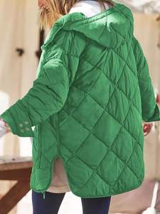 Chaqueta acolchada para mujer Abrigo de invierno con cremallera de manga larga con capucha Chaquetas cálidas ligeras con bolsillos - Product Image 5