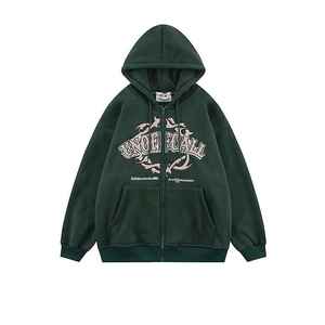 Pull personnalisé avec fermeture éclair complète brodé et épais sweat à capuche uni de haute qualité - Product Image 5