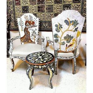 Conjunto de Silla de Ocio de Cuero con Incrustaciones de Hueso Grande y Moderno Personalizado y Mesa de Centro para Apartamentos, Hoteles y Comedores - Product Image 5