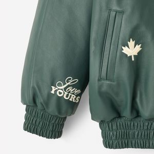 Vestes bomber en cuir à col montant personnalisées OEM pour l'hiver 2025, broderie en chenille, logo, meilleur style streetwear, capuche à lettres - Product Image 5