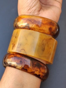 3 Pcs/Set Trendy Stacked Chunky Round Resin Bangle Bracelet pour Femmes Y2K Lady Cuff Bracelets Accessoires sur la main Bijoux de mode - Product Image 2