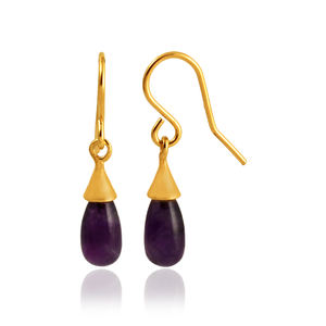 Pendientes colgantes de gota de amatista de Plata de Ley 925 hechos a mano para mujer, piedras preciosas naturales clásicas, regalos de boda/fiesta - Product Image 3