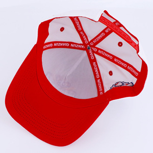 หมวกเบสบอลปีกโค้งสีขาวสีแดง5แผงปักลายสำหรับผู้ชายหมวกเบสบอลทีม - Product Image 6