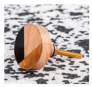Bouton de porte rond en résine laiton bois noir Boutons en marbre les plus vendus avec taille de forme de couleur personnalisée Fabriqué en Inde Article - Product Image 2