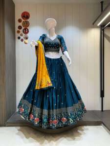 Conjunto de Chaniya Choli Colorido para Navratri, Tela de Algodón Puro, Traje Tradicional para el Festival Garba Dandiya, Lehenga Choli para Mujer - Product Image 4