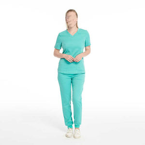 Enfermera de manga corta para mujer, traje de hospital de tela tejida ecológica con características elásticas - Product Image 1