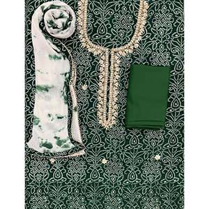 Costume en coton glacé imprimé à la main non cousu pour femmes - Product Image 1