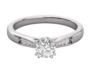 Anillo de Compromiso y Matrimonio para Mujer, Clásico, Plateado, Chapado en Oro de 14K, con Diamante Cultivado en Laboratorio de 0.5-2 Quilates, Corte Brillante Redondo, Certificado IGI - Product Image 5