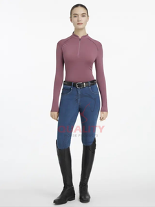 Couche de base d'équitation pour femmes OEM vente en gros tissu respirant à séchage rapide de haute qualité à manches longues coupe ajustée performance équestre - Product Image 5