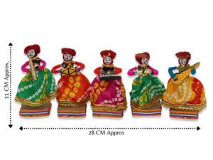 Rajasthani Artículos de decoración para el hogar Músico Bawla Marionetas Idol Show Piezas para decoración del hogar 11X28 Cm Multicolor, 5 piezas (Marionetas masculinas - Product Image 4