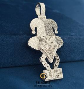 Colgante de plata de ley 925 con diamantes de moissanita en blanco y negro estilo Hip Hop para hombre, diseño de Joker/Clown de dibujos animados ICP Iced Out - Product Image 4