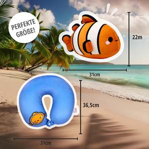 Adoramals Clownfish Oreiller de voyage 2-en-1 portable et gonflable en coton et polyester à mémoire de forme Swapseazzz Logo pour Voitures et Bureau - Product Image 6