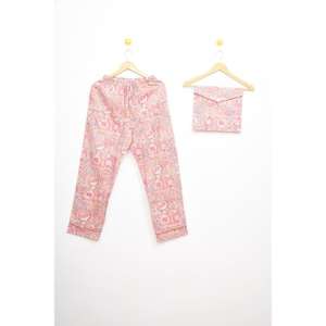 Best Selling Brown Floral Cotton <b>Pajama</b> Set Hand Block Print Nightwear <b>for</b> <b>Women</b> Lightweight <b>Summer</b> Lounge Set - Product Image 2