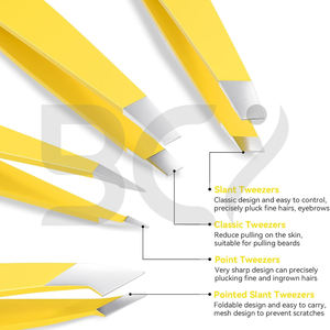 Pinzas Inclinadas de Acero Inoxidable Duraderas de Calidad Premium, Marca Personalizada, Servicio OEM para Hombres y Mujeres, para Vello Facial, Barbilla y Cejas Encarnadas - Product Image 3