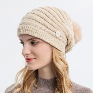 Nouveau automne hiver Style chaud tricoté chapeaux tricot fibres acryliques bonnets casquette pour femmes personnalisé couleur LOGO - Product Image 2