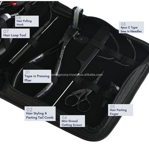 Herramientas profesionales para extensiones de cabello, alicates de estilo de cabello ondulado de Color negro, tijeras, herramientas de bucle, peine para dedos, agujas de tijera - Product Image 3