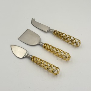 Ensemble d'outils à fromage en acier inoxydable de style nouveau, manche plaqué or, couteaux à fromage, couteau à gâteau et ensemble à fromage, vente en gros à bas prix - Product Image 4