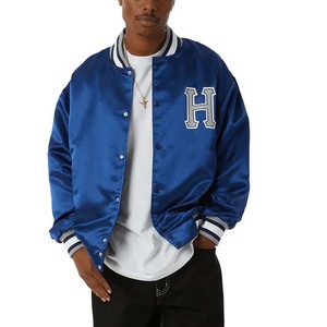 Customized Satin Embroidery Bomber Coats <b>Men's</b> <b>Jacket</b> Silk Satin Printed Baseball Bomber Coats College Baseball <b>Jacket</b> For <b>Men</b> - Product Image 3