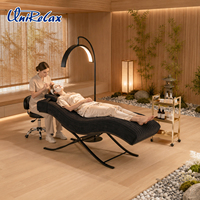 Fauteuil de Luxe Incurvé pour Extensions de Cils, Chaise Inclinable Électrique Ergonomique Moderne en Cuir Véritable, Lit de Salon en Forme de S, Camillas Para Pestañas, pour Salon de Beauté et Salon