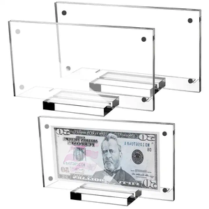 ที่ใส่ธนบัตรอะคริลิกสองชั้นแบบใสกรอบเงิน - Product Image 1