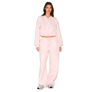 เสื้อวอร์มแฟชั่นสำหรับผู้หญิงเสื้อครอปซิปด้านหน้าผ้าฟลีซนุ่มใส่ลำลองเสื้อสตรีทแวร์มีโลโก้ออกแบบได้ตามต้องการ - Product Image 4