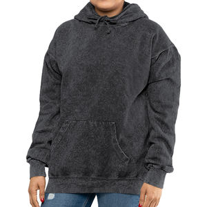 เสื้อมีฮู้ดสีเทาแบบเรียบผ้าคอตตอน100% โอเวอร์ไซส์พร้อมฮู้ดเสื้อผ้าแนวสตรีทขายส่งแบบกำหนดเอง - Product Image 1