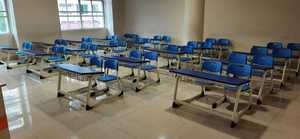 Sillas de escritorio dobles para aula para escuelas Ergonómico Altura ajustable Ecológico Madera Metal Muebles para estudiantes Moderno - Product Image 2